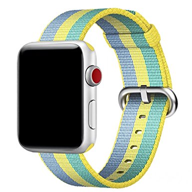 Hailan Band for Apple Watch Series 1 / 2 / 3,Fine Woven Nylon Wrist Strap Replacement with Classic Buckle for iwatch,38mm,Pollen