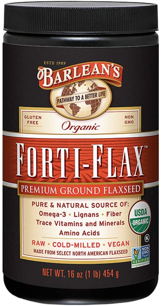 Barlean's Organic Forti-Flax Premium Ground Flaxseed with All-Natural Supplement Source of Omega-3s, Lignans and Fibers for Maximum Nutrition - Vegan, Non-GMO, Gluten-Free - 16 oz
