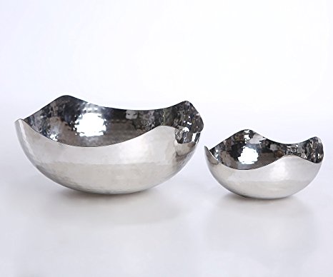 James Scott Hammered Set of 2 Stainless Steel Bowls, Set Includes 6 Inch And 10 Inch Bowls