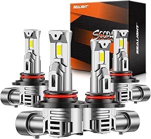 SEALIGHT 9005 9006 2024 Newest, Fog light, HB3 HB4 Powersport Bulbs with Fan 1:1 Real Size, Fog Bulb or Off-Road Use, 3 Min Plug and Play, Pack of 4