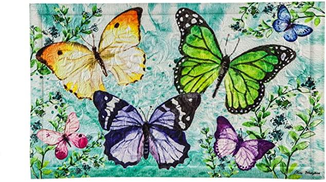 Evergreen Flag Butterfly Friends Embossed Floor Mat - 30 x 1 x 18 Inches