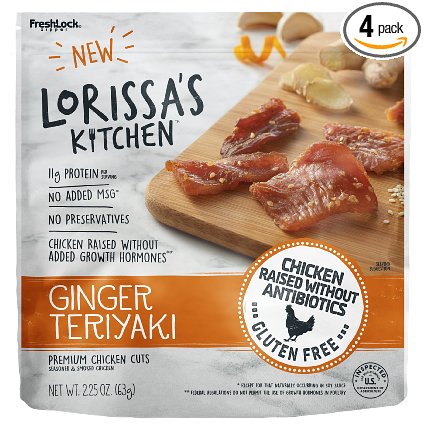 Lorissa's Kitchen Premium Chicken Cuts, Ginger Teriyaki, 2.25 Ounce (Pack of 4)