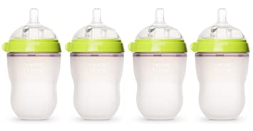 Comotomo Natural Feel Baby Bottle, 4 Pack (Green, 8 oz)