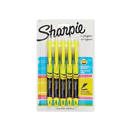 Sharpie 24527PP Accent Sharpie Pen-Style Highlighter, Yellow, 5-Pack