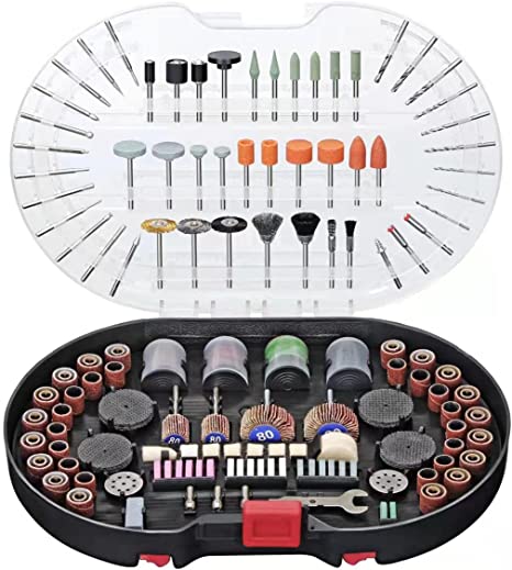 POPULO 305-Piece Rotary Tool Accessories Kit, 1/8-inch Diameter Shanks, Universal Fitment for Easy Cutting, Grinding, Sanding, Sharpening, Carving and Polishing, Storage Case.