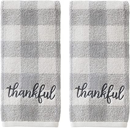 SKL Home by Saturday Knight Ltd. Thankful Plaid Hand Towel Set, Gray, 16x25