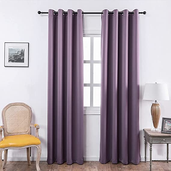 MANGATA CASA Purple Blackout Curtains Grommets 2 Panels for Bedroom-Window Curtain 96 inches Drapes for Living Room-Darkering Thermal Drapes(Purple,52x96inch)