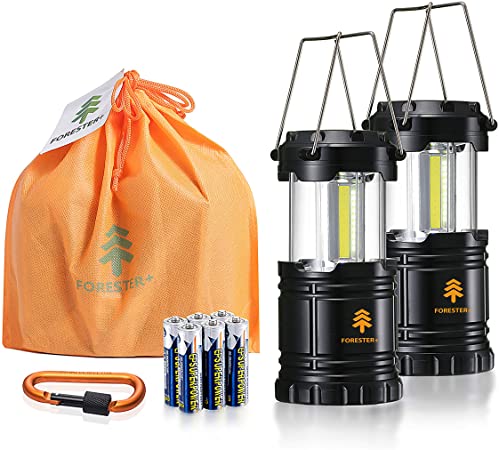 Forester  Camping Lantern (2-Pack), Super Bright COB LED, Great for Camping, Hiking, Survival Kit, Emergency Light, Power Outage and Holiday Gift (6 x AA Batteries Included)