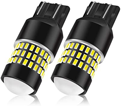 LncBoc 7440 W21W Led Bulbs 78SMD 3014 Chipsets with Projector Lens LED Lights Super Bright 1800LM for Car Auto Parking Backup Reverse Lights Xenon White Colour 6500K Pack of 2