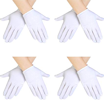 4 Pairs White Kids Costume Gloves Dress Cotton Gloves Short Formal Gloves for Boys and Girls