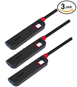 VIP Home Essentials Handi Flame 3pk BBQ Grill Click Flame Lighter Refillable Butane Gas Candle Fireplace Kitchen Stove Wind Resitent Long Stem