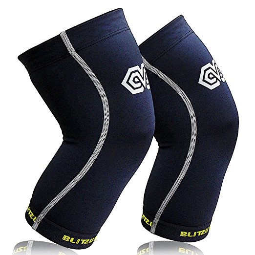 Blitzu POWER  Knee Compression Sleeves Support for Running, Jogging, Basketball, Sports, Work Out, Joint Pain Relief, Arthritis and Injury Recovery - 1 Pair Wrap Leg Brace Protection