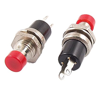 URBEST 1A 250V AC 2 Pin SPST Off-(On) Round Momentary Push Button Switch, 10 Pieces