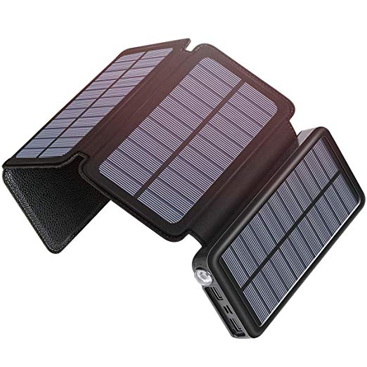 Solar Charger 25000mAh, SOARAISE Portable Power Bank with Type-C Input Waterproof Battery Pack for Smartphone, Tablet and Camping