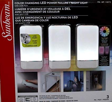 Sunbeam SunbeamLed3pk SunbeamLedLight Night Light 3 Pk, White New