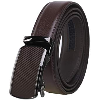 Dante Men's Leather Ratchet Dress Belt with Automatic Buckle