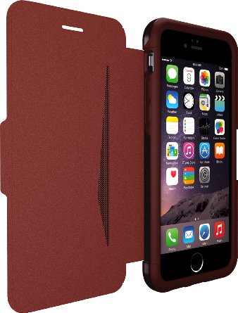 OtterBox STRADA SERIES Leather Wallet Case for iPhone 6/6s - Retail Packaging - CHIC REVIVAL (WARM BLACK/MAROON LEATHER)