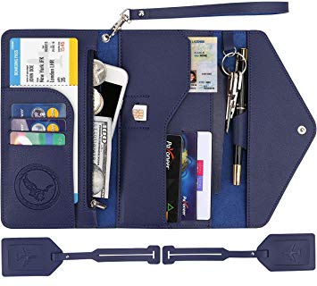 Travel Accessories,Passport Wallet Holder RFID Blocking Slim Card Case Ticket Wallet with 2 Luggage Tags Business Leisure Trip