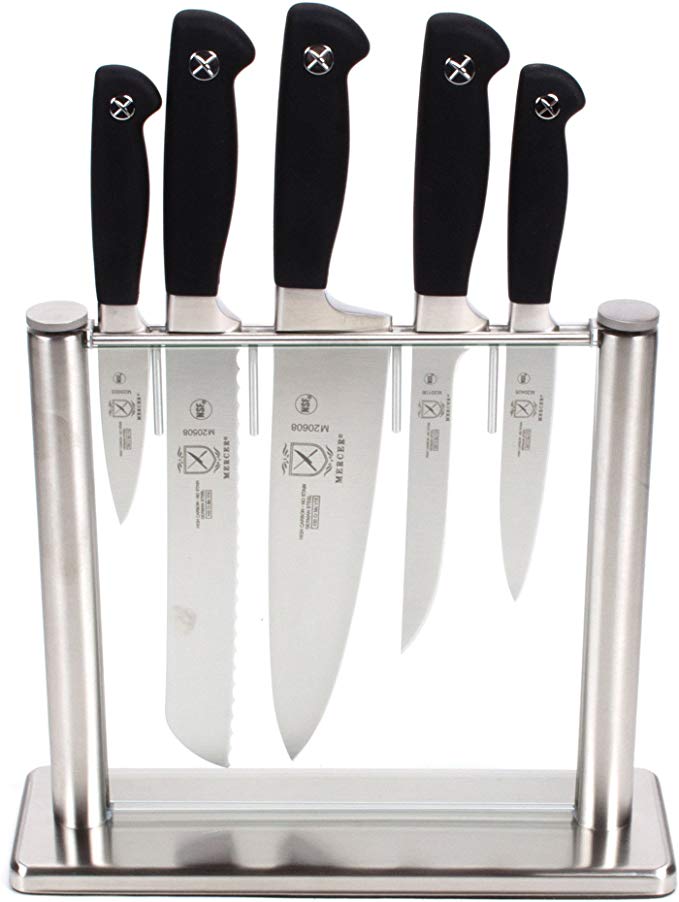 Mercer Culinary 6-Piece Forged Knife Block Set, Glass