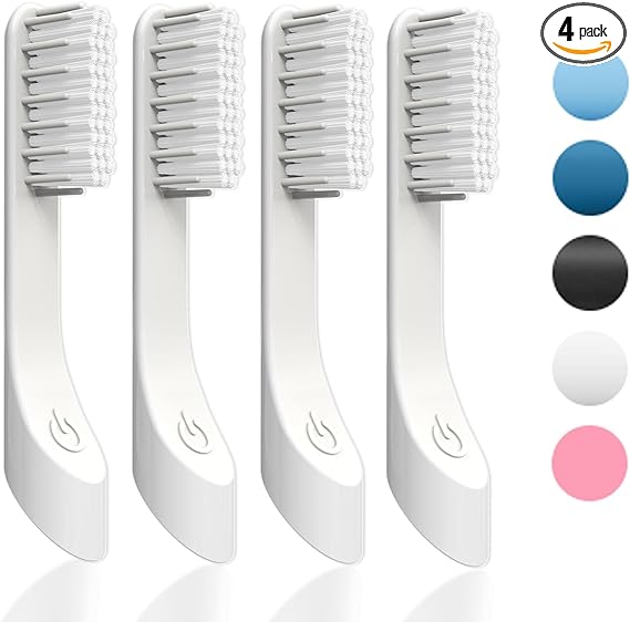 Toothbrush Replacement Heads, 4-Pack 2024 New - Premium White Brush Heads Compatible with Quip Electric Toothbrush(White)