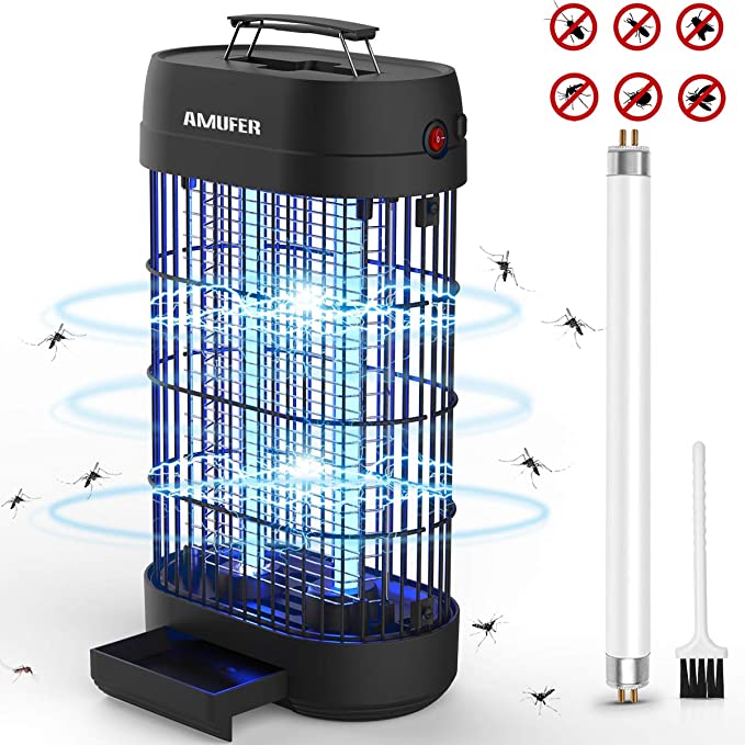 AMUFER Bug Zapper, Electronic Fly & Mosquito Killer, Powerful 1800V Grid UV Trap Light with Hanger,18W Indoor Large Area Insect Catcher - for Residential and Commercial Use
