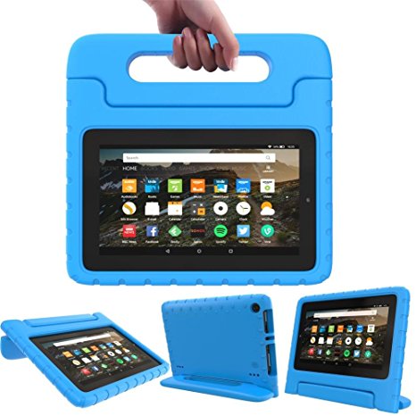Amazon Fire HD 8 Case for Kids – SUPLIK Shockproof Protective Bumper Stand Cover with Handle for Fire HD 8 inch All-New 2017 7th Generation or 2016 6th Generation Tablet, Blue