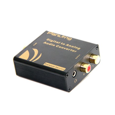 Panlong Premium Digital to Analog Audio Converter - Optical SPDIF ToslinkCoaxial to RCA LR with 35mm Jack 24-bit 192kHz DAC