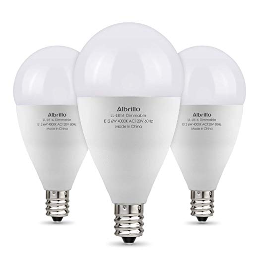 Albrillo Dimmable Candelabra LED Bulbs, 60 Watt Equivalent E12 Light Bulb, Natural White 4000K LED Chandelier Light Bulbs, Candle Light Bulbs, 3 Pack