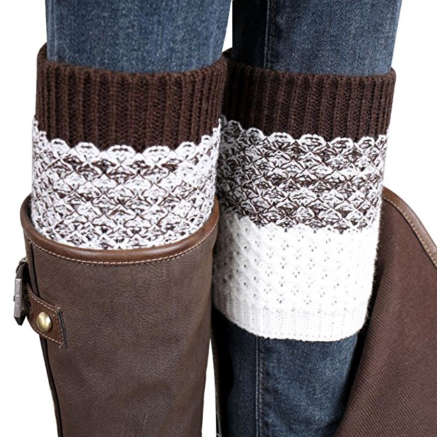 Voberry® Women's Jacquard Crochet Knitted Boot Cuffs Toppers Leg Warmers Socks