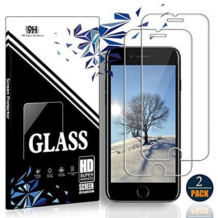 iPhone 8/7 / 6S / 6 Screen Protector by EESHELL,[2 Pack] 9H Hardness Tempered Glass, HD Clarity, Bubble-Free, 3D-Touch, Easy-Install, Clear Anti-Bubble Film for iPhone 8/7 / 6S / 6.