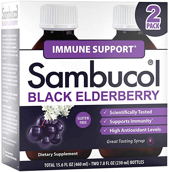 Sambucol Black Elderberry Immune Support Syrup, Total 15.6 Ounces, Pack of 2