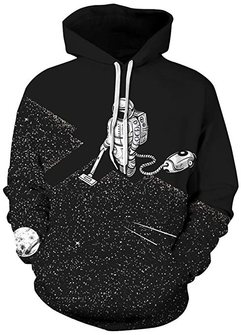 FLYCHEN Men's Digital Print Sweatshirts Hooded Top Galaxy Pattern Hoodie