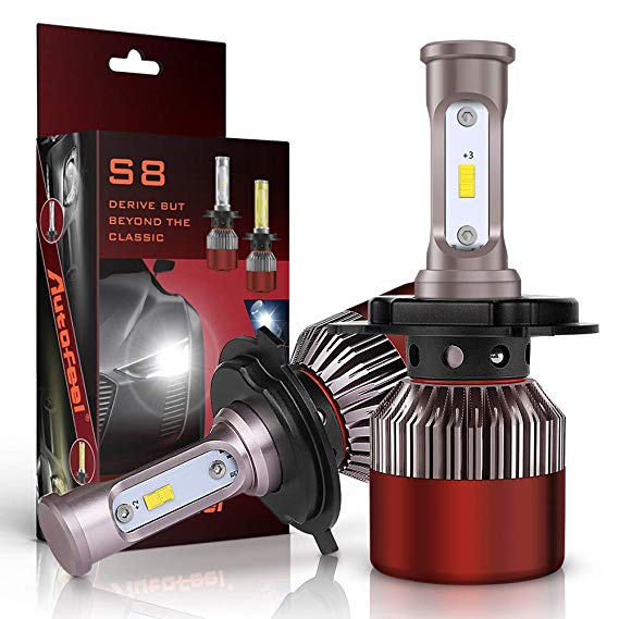 H4 LED Headlight Bulbs Super Bright Car Exterior White Built-in Driver Lamp All-in-One Conversion Bulb Kit with Cool White Lights (Red) - 12 months Warranty
