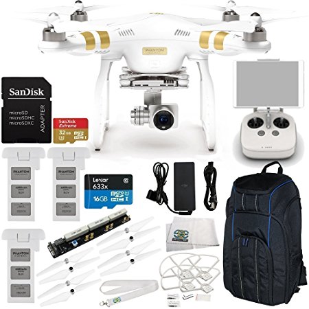 SSE DJI Phantom 3 Professional Quadcopter with SanDisk Extreme 32GB microSDHC Memory Card, 3-Piece Filter Kit and Accessories, Everything You Need