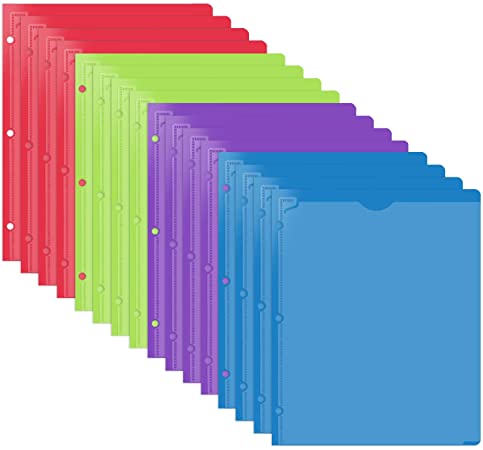 Heavy Duty Plastic Folders with Clear Front Pocket - 16 Pac