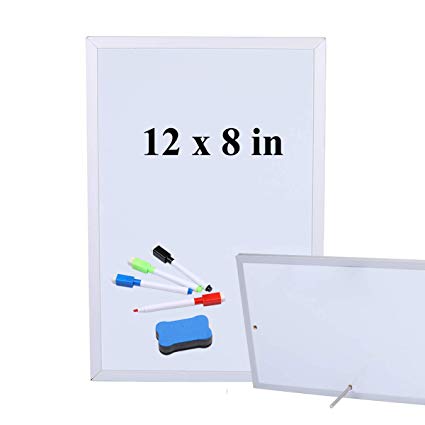 Aelfox 12 x 8 Inch Desktop Whiteboard, Magnetic Small Dry Erase Board with Stand Double-Sided Planner Whiteboard Reminder Board with Dry Erase Marker for Office, Home, School