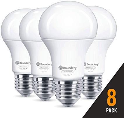 Boundery Emergency Power Failure LED Light Bulb - Safety During Power Outage - Lights Up Automatically When Power Fails - Rechargeable Battery - Works Like Ordinary Bulbs - 3500K Hurricane 9W (8 Pack)