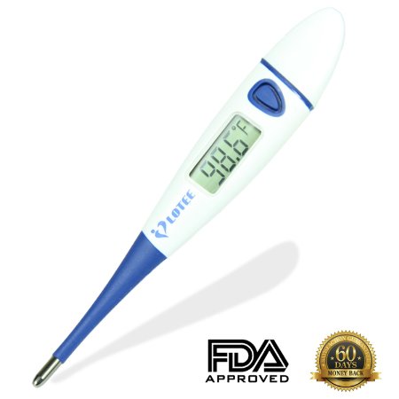 Clinical Digital Thermometer Fast Read & Monitor Fever Temperature in 15 Seconds by Oral Rectal Underarm & Axillary, Reliable Readings for Baby, Children & Adult - Mercury Replacement