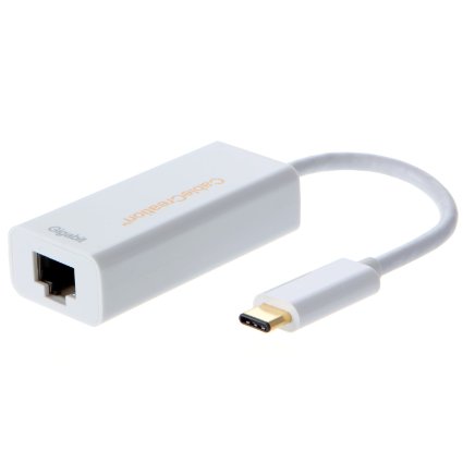 CableCreation Gold Plated USB 3.1 Type C (USB-C) to RJ45 Gigabit Ethernet LAN Network Adapter, for Apple The Macbook, Chromebook Pixel and More, White