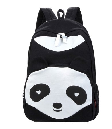 Forever Lover Fashion Cute Panda Vintage Canvas Backpack Rucksack School Bag Satchel for Teen Girls and Boys