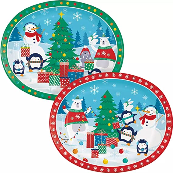 Member's Mark Tree Decorating Party Oval Paper Plates, 10" x 12" (50 Count)