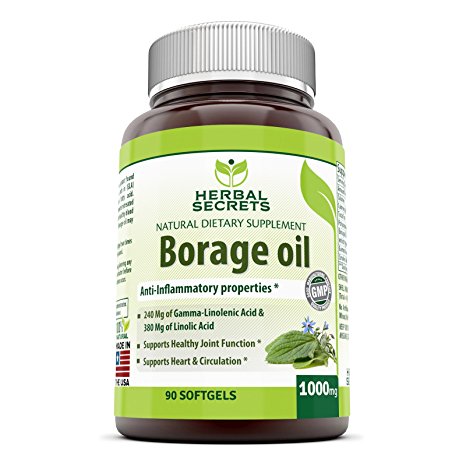 Herbal Secrets Borage Oil 1000 Mg 90 Soft Gels