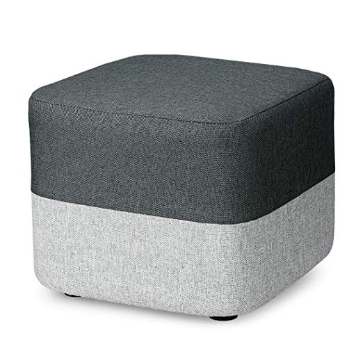 BILEEDA Small Ottoman Stool Square Short Foot Rest Stool Children Sofa Stool Footrest Footstool with Washable Cover Small Seat Breathable Linen Fabric Fully Assembled