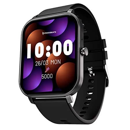 CrossBeats Newly Launched Ignite Pingg 1.83" Smartwatch with AI ENC Bluetooth Calling, 150  Watch Face, 100  Sports Mode, High Resolution, SnapCharge™ 7 Days Battery, Sleep, HR,SpO2, BP Monitor Black