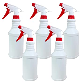 Plastic Spray Bottle16oz,Empty White Spray Bottles for Cleaning Solutions,Hair,Oils,Adjustable Head Sprayer Water Squirt Bottle(5 Pcs）