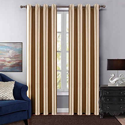 Dreaming Casa Grommet Top Solid Blackout Curtain Drapes Treatment Beige One Panel 72" W x 84" L