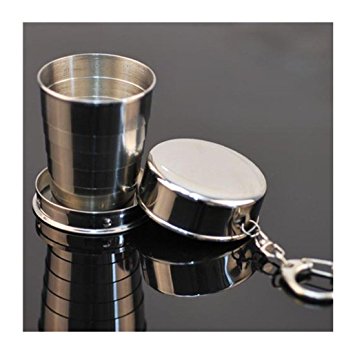 Iuhan® Fashion Telescopic Collapsible Stainless Steel Shot Glass Key Ring