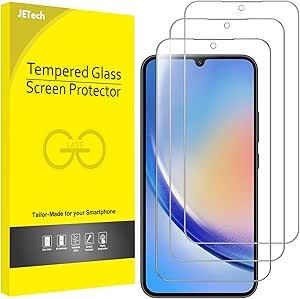 JETech Protector de Pantalla para Samsung Galaxy A34 5G 6,6 Pulgadas, 9H Cristal Vidrio Templado, Resistente a los Arañazos, HD Transparente, 3 Unidades