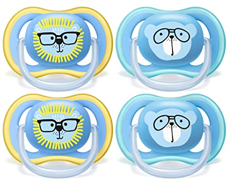 Philips AVENT Ultra Air Pacifier 18  Months, SCF349/44, Blue, (Pack of 4)