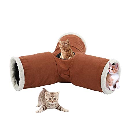 CO-Z Collapsible 3 Way Cat Tube Kitty Tunnel Bored Cat Pet Toys with Peek Hole and for Cat, Puppy, Kitty, Kitten, Rabbit